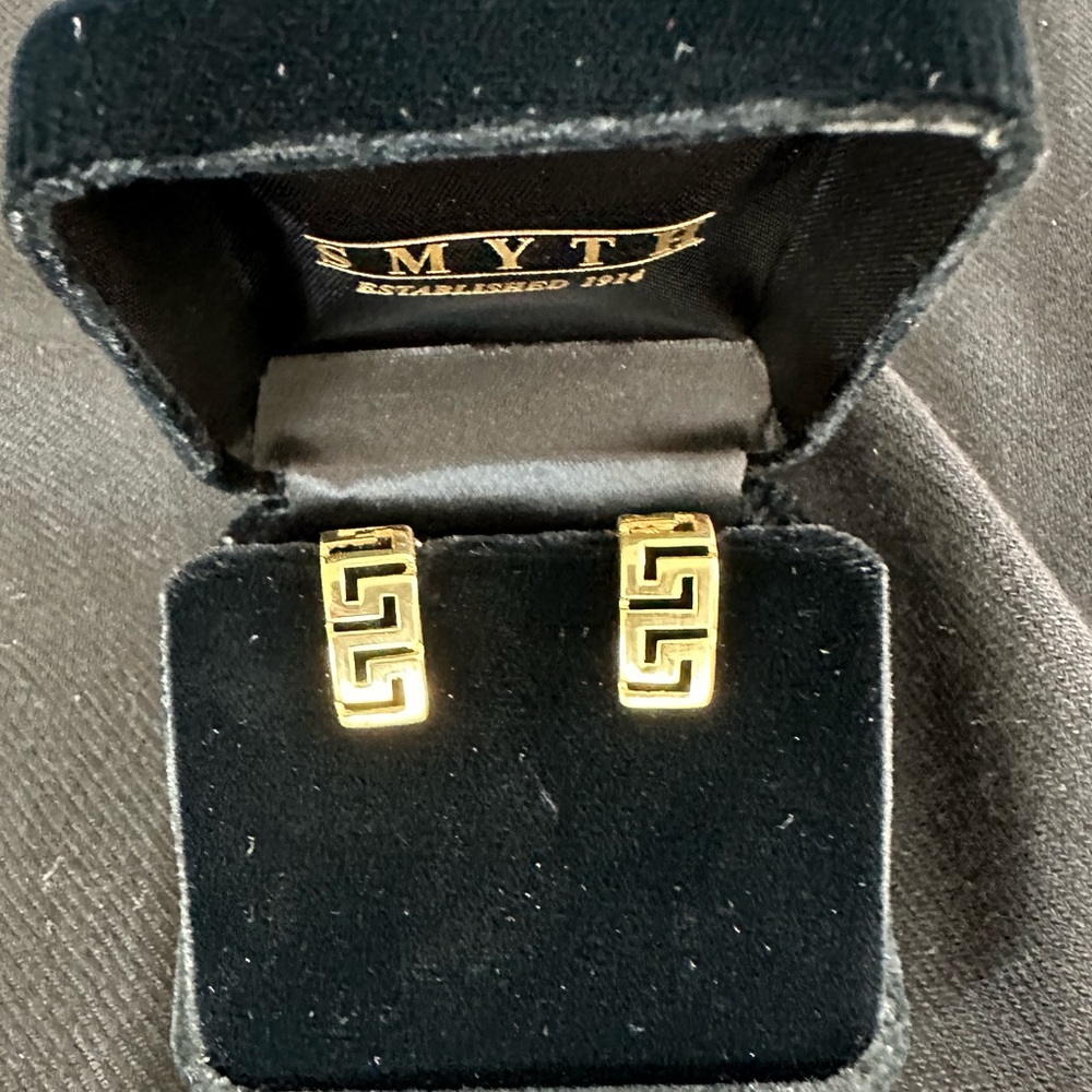 Greek Key design 14k earrings
